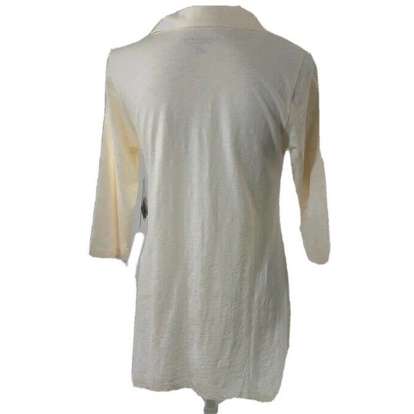 NWT Soft Surroundings XS Ivory Cotton Button Tunic Top Long Sleeve - Picture 3 of 9